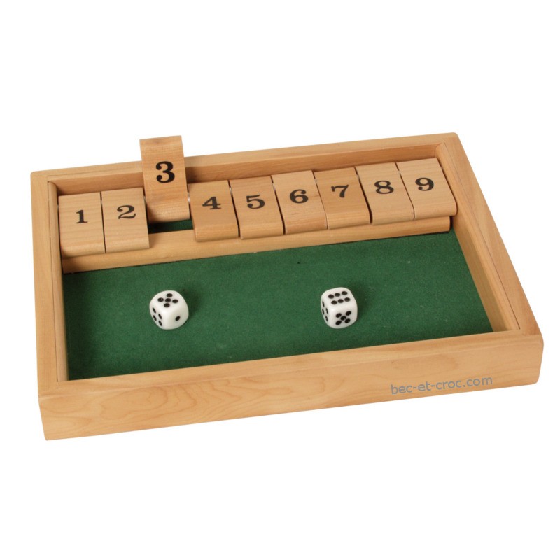 Fermez la boîte / Shut the Box 9 clapets 2 dés