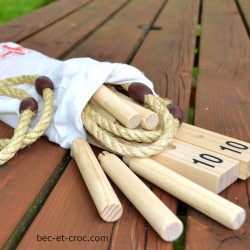 Lancer d'anneau tout en bois, pratique avec son sac de rangement