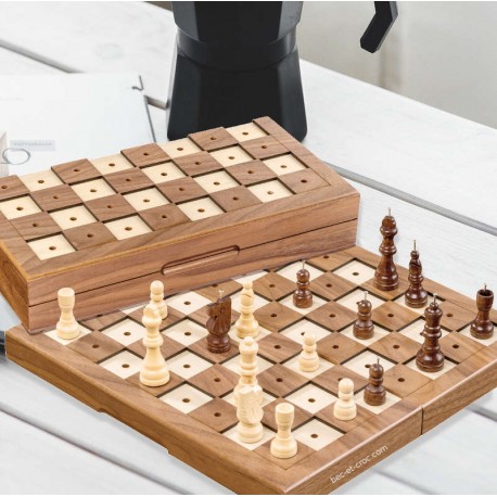 Échiquier En Bois Pliable Icegrey 30x30cm - Jeu D'Échecs Magnétique Portable Avec Rangement
