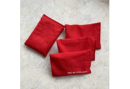 4 sacs tissu rouge pour jeu Troussac