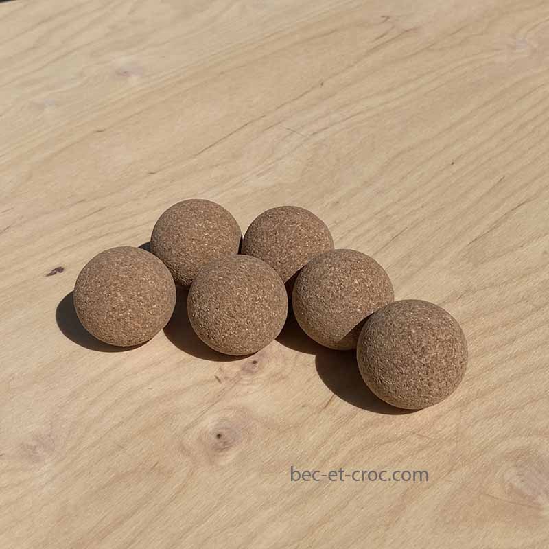 Lot de 6 balles de Baby-foot en liège brut