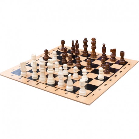 Coffret Jeu d'échecs pliant complet en bois échiquier et pions français