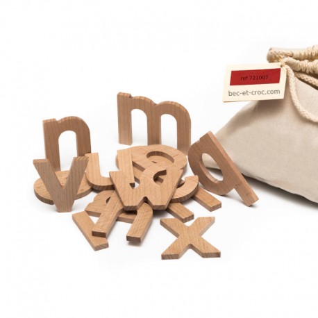 Sac 26 lettres minuscules en bois Sac 26 lettres minuscules en bois