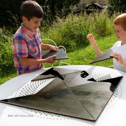 Tangram XXL gris en bois, jeu de casse tête