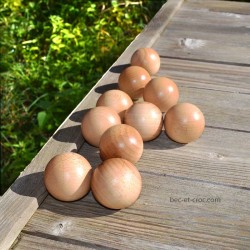 Kit 10 boules bois naturelles vernies  4,5 cm