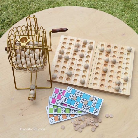 Roue à boule pour loto avec cartes et jetons Roue à boule pour loto avec cartes et jetons