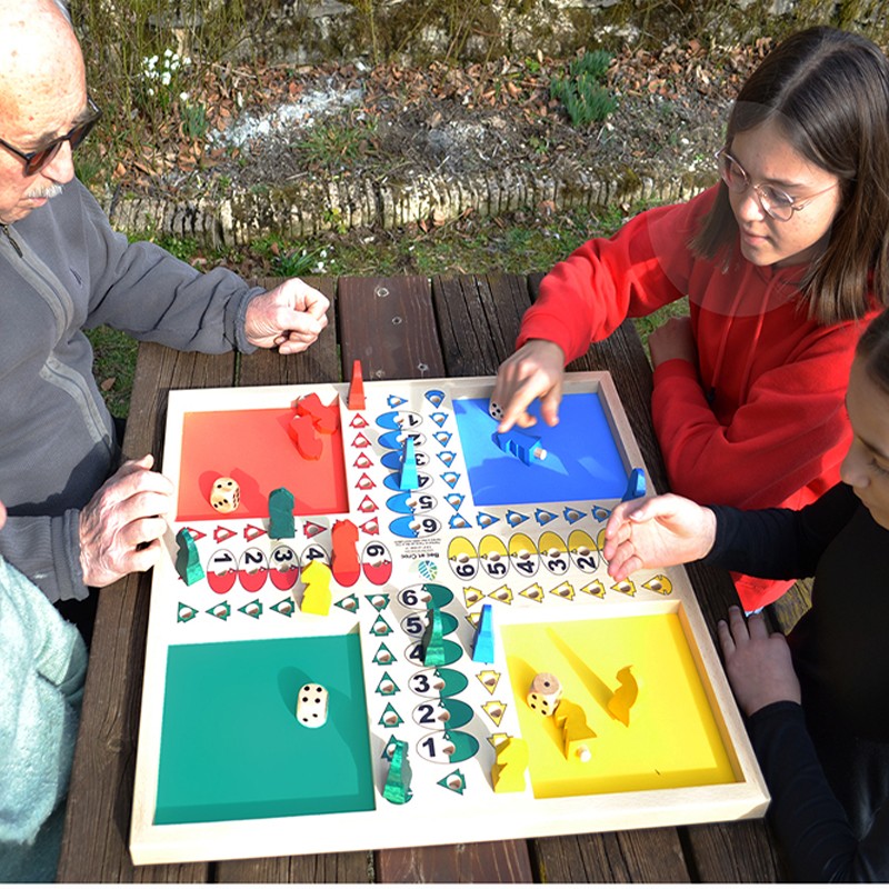 Grand Jeu de l'Oie et Petits Chevaux en Bois