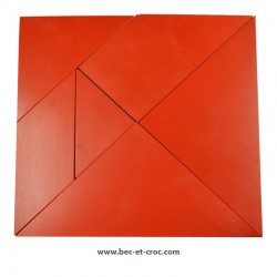 Tangram XXL en bois laqué rouge