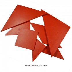 Tangram XXL en bois laqué rouge