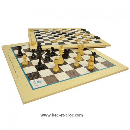 Jeux d'échecs et Dames 50 cm (réversible)