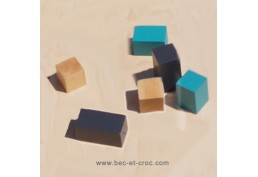 6 pièces pour Bambada XXL 
2 cubes hêtre  verni naturel, 2 rectangles vert, 2 rectangles gris.