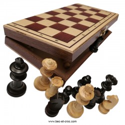 jeu d'échecs pliant 25 x 25 cm avec 32 pions en bois
