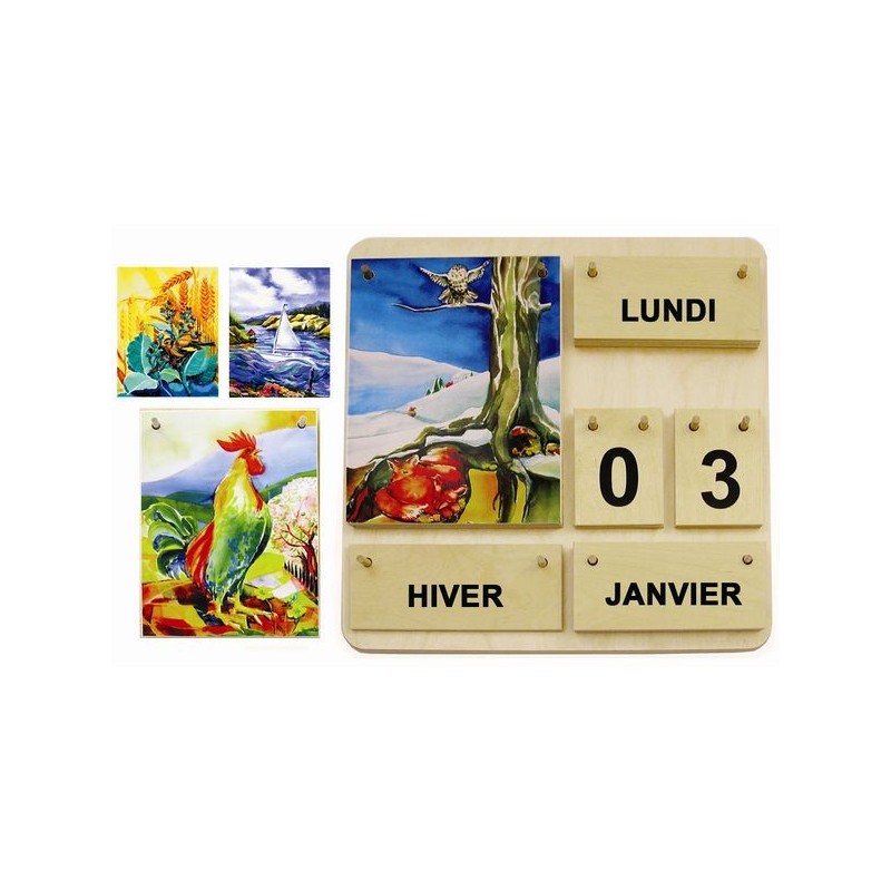 Ephéméride en bois avec image des 4 saisons - Calendriers, jeux géants et  supports d'animations de l'atelier Bec et Croc